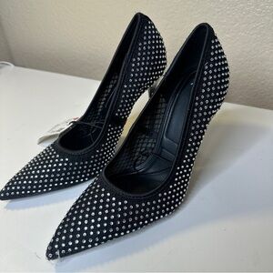 Zara Rhinestone Heeled Black Shoes